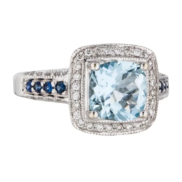 Le Vian Aquamarine, Saphire & Diamond ring - Picture 13 of 13